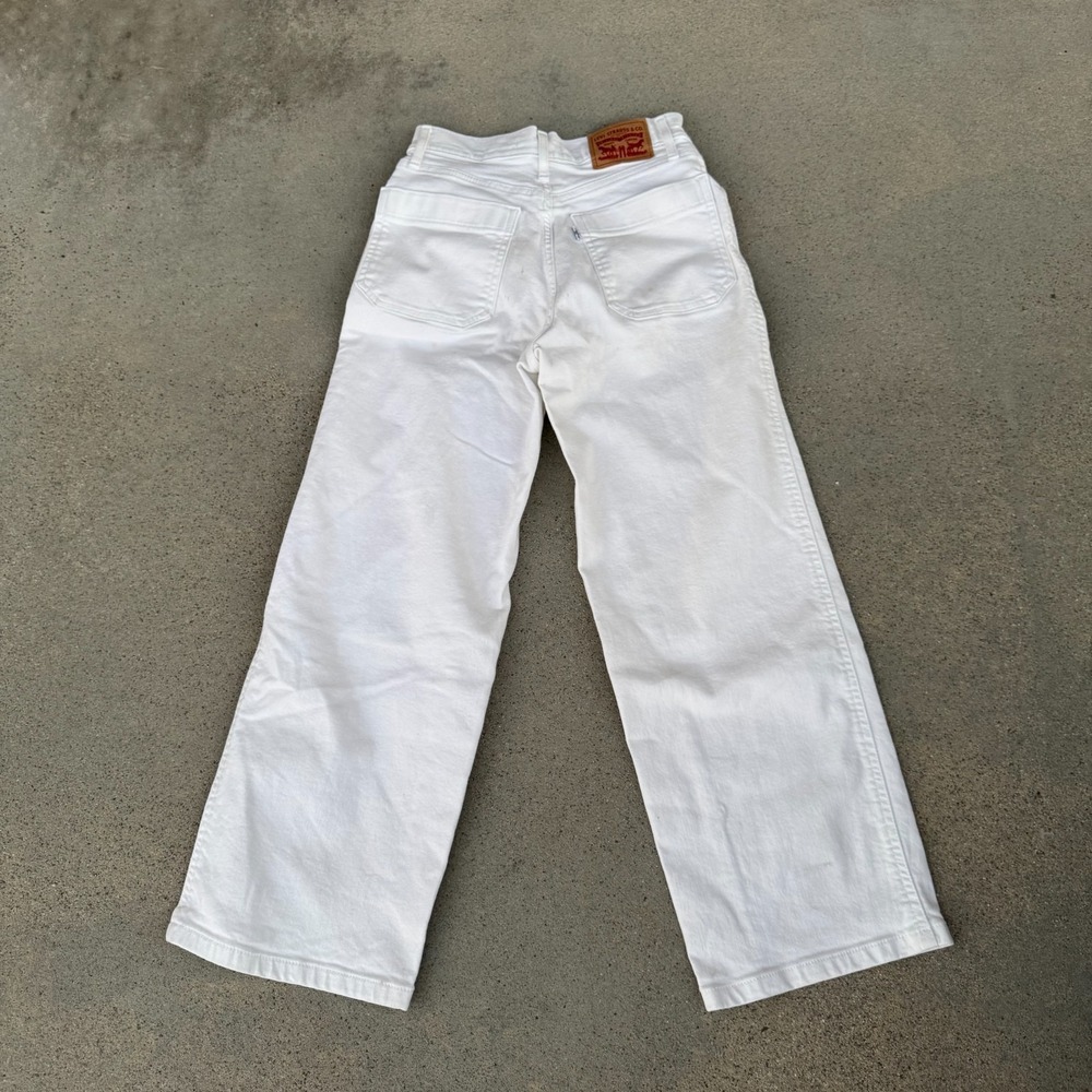 Levi's Jeans Women Mile High Cropped Wide Leg Button Fly Ivory Tag Size 24 - Picture 8 of 9